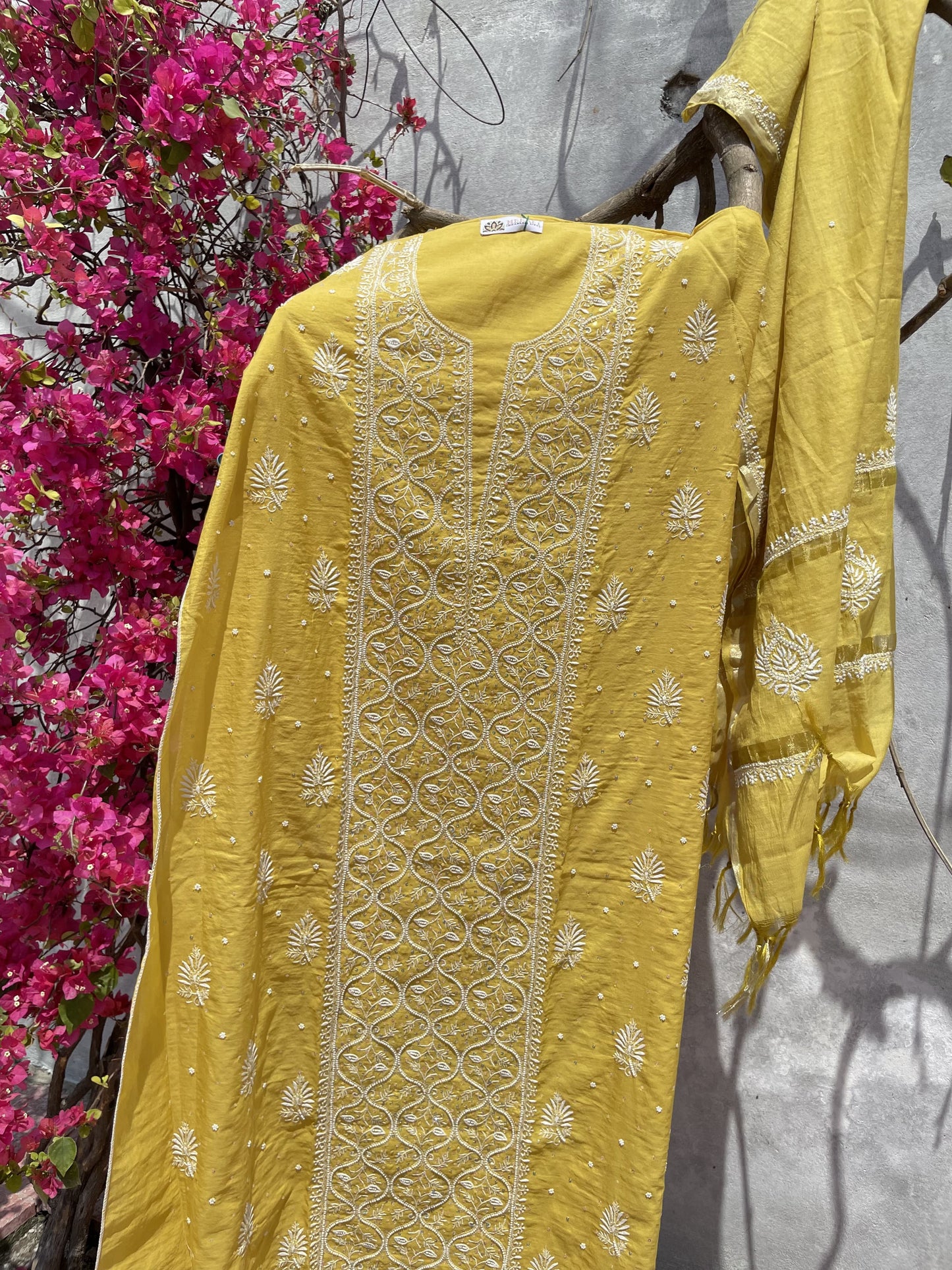 Mul Chanderi Unstitched Suit