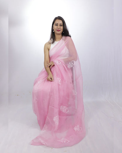 Pink Organza Saree