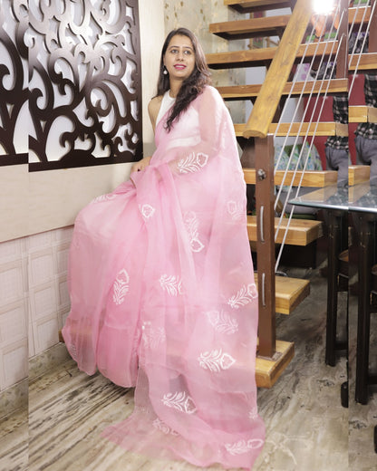 Pink Organza Saree