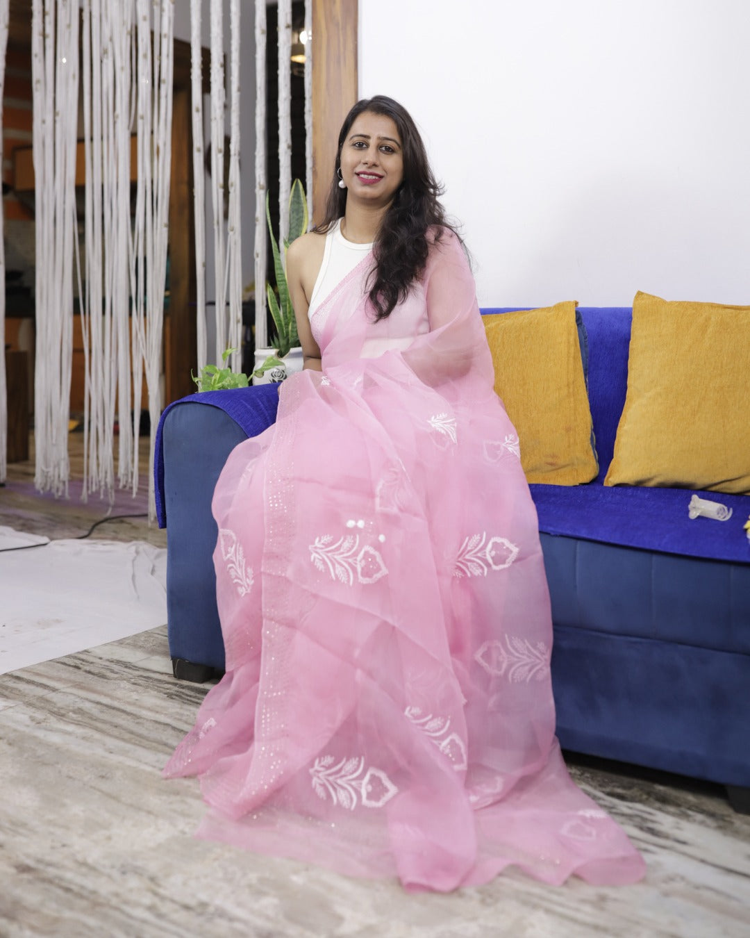 Pink Organza Saree