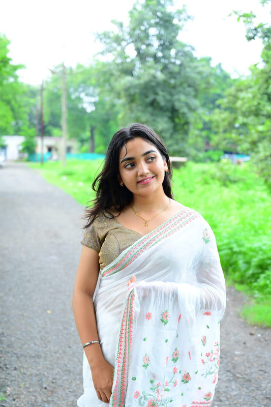 Silk Chikankari Saree